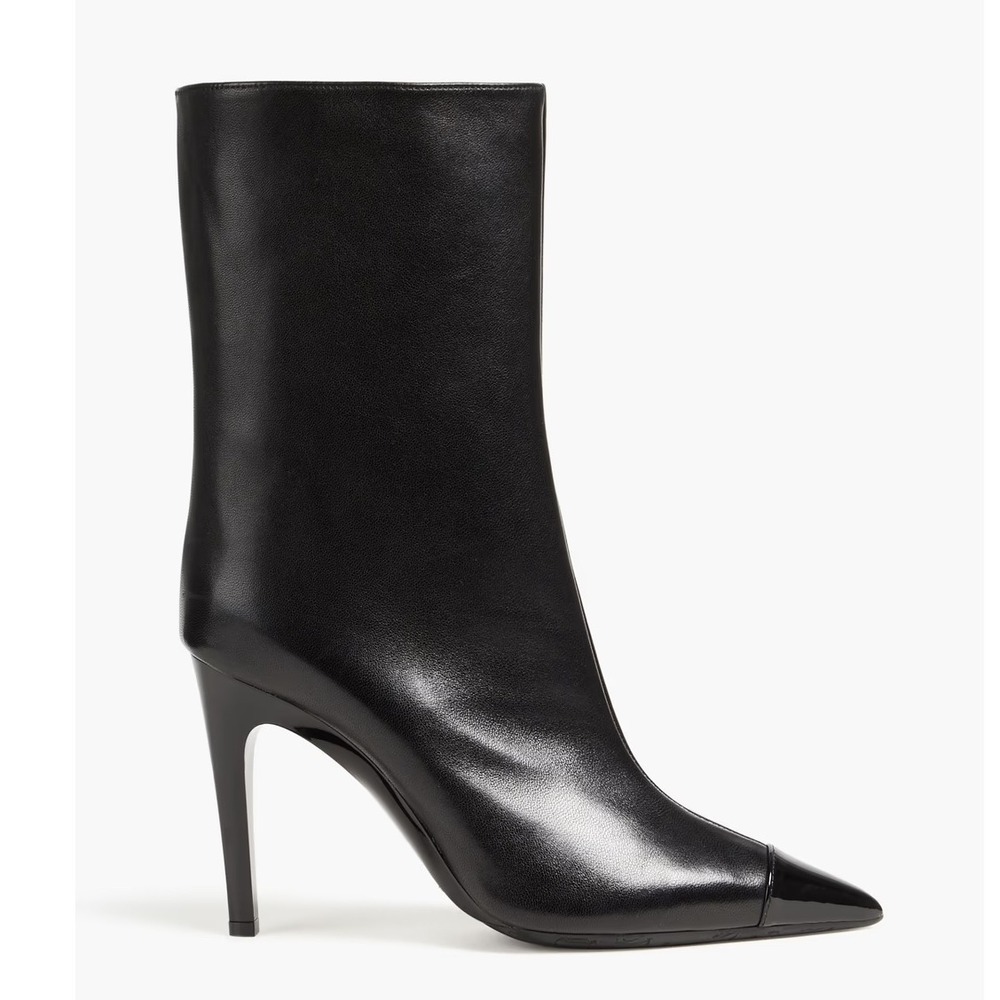 Jimmy Choo Cierra Black Leather Ankle Boots Pointed Toe Stiletto Heel Sz 38 / 8